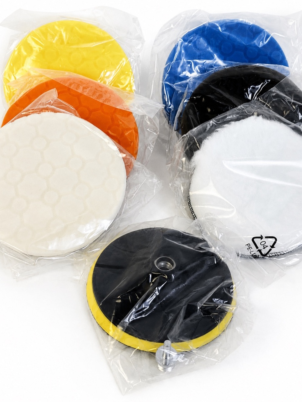 CAR ROAD 6” Buffing Polishing Pad Kit Foam Wool Microfiber Backing Plate